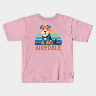 Cute Airedale Terrier Retro Cartoon Kids T-Shirt